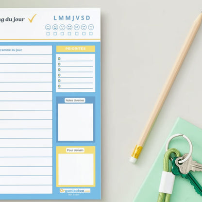 Bloc Planning du jour - planificateur quotidien A5 - Organisatoo