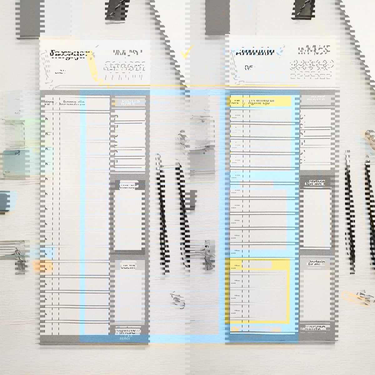 Bloc Planning du jour - planificateur quotidien A5 - Organisatoo