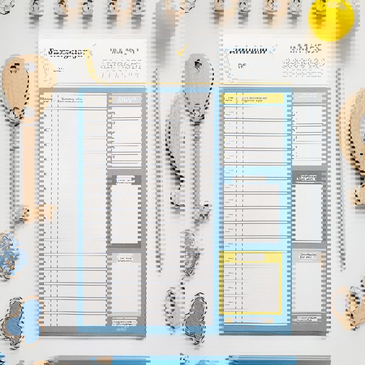 Bloc Planning du jour - planificateur quotidien A5 - Organisatoo