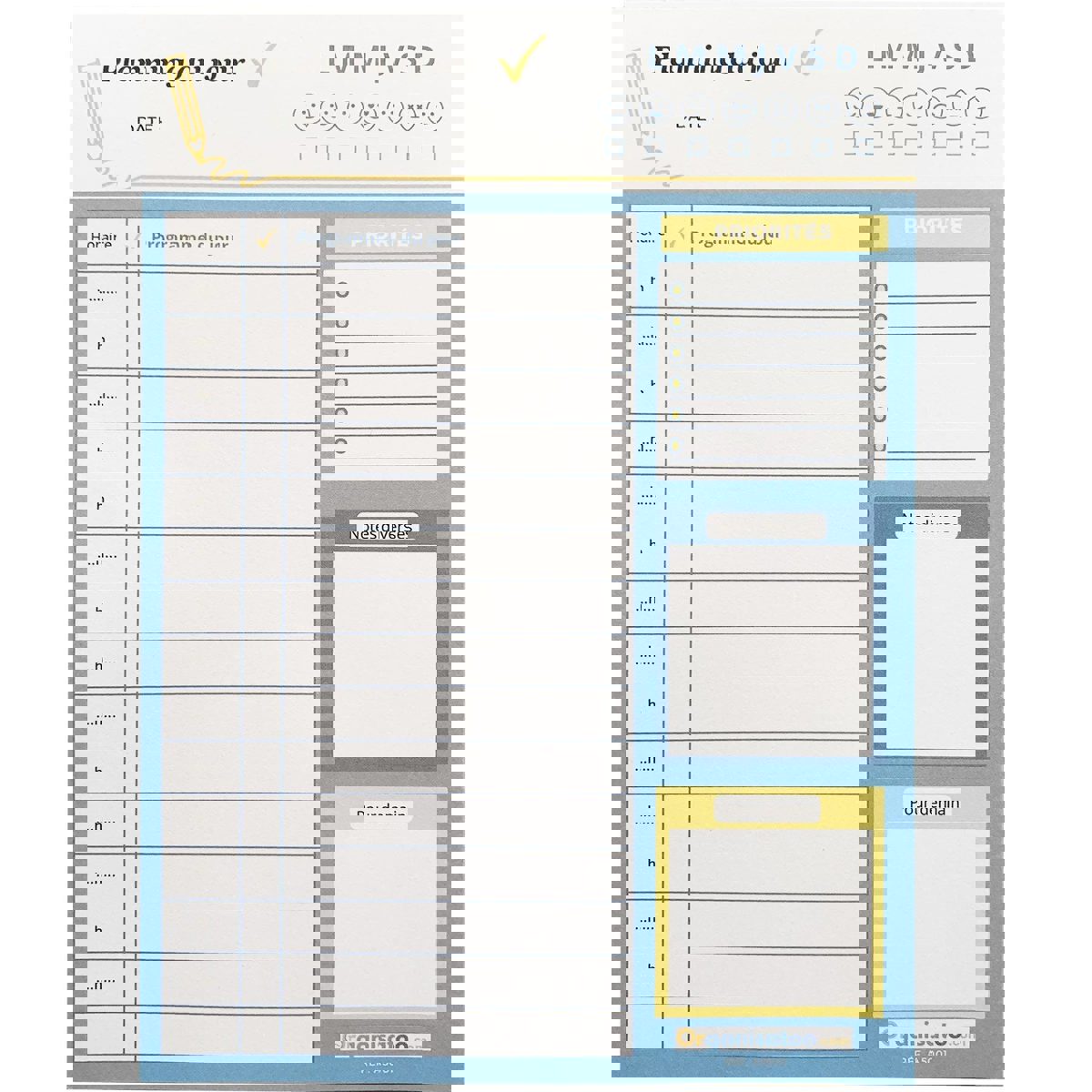 Bloc Planning du jour - planificateur quotidien A5 - Organisatoo