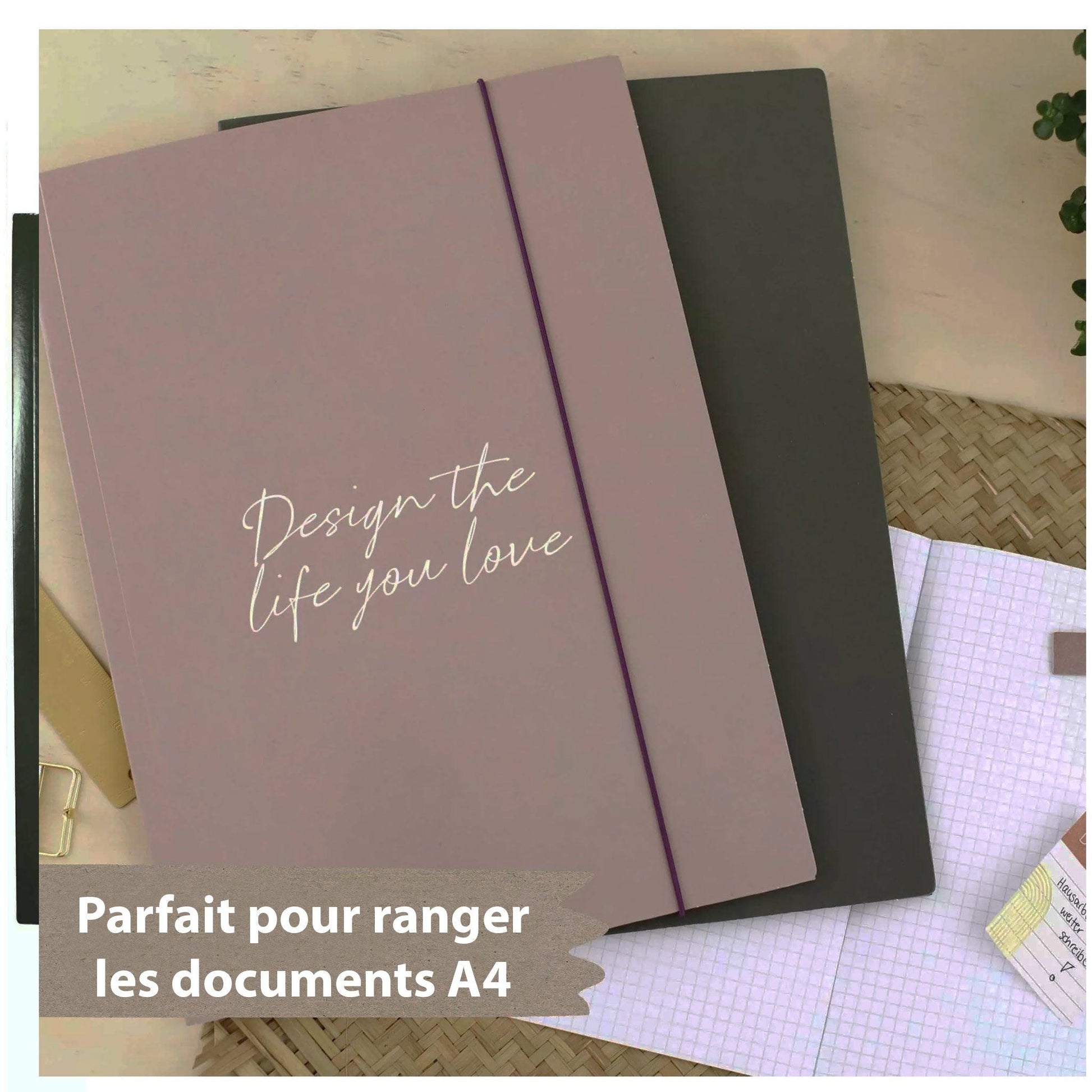 2 pochettes A4 inspiration - Couleur noir et taupe - Organisatoo