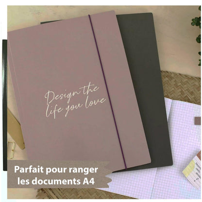 2 pochettes A4 inspiration - Couleur noir et taupe - Organisatoo