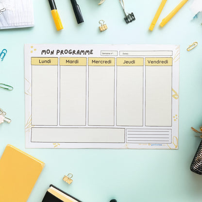 Bloc Mini programme semaine A5 - 5 jours