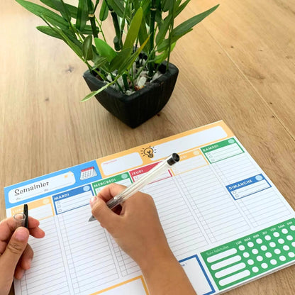 Programme de la semaine A4 - Bloc 50 pages planner avec tracker