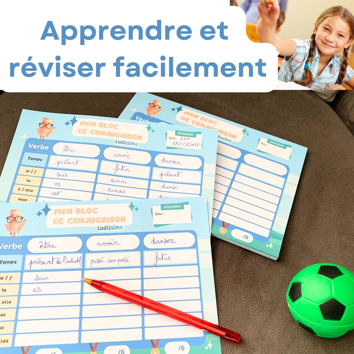 Bloc-notes de conjugaison à remplir 50 pages détachables A5
