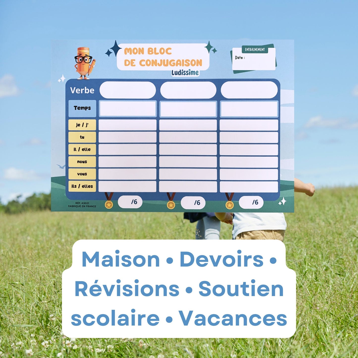 Bloc-notes de conjugaison à remplir 50 pages détachables A5