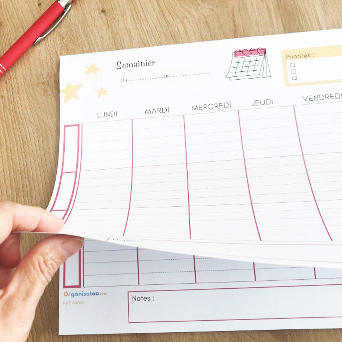 Bloc-notes planning semaine - planificateur hebdomadaire A4 - Organisatoo