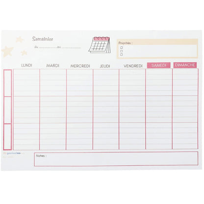 Planning de la semaine papier A4 - Organisatoo