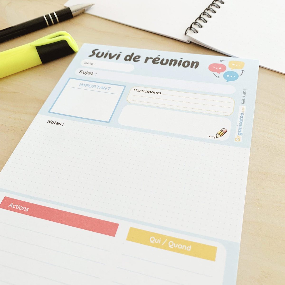 Bloc suivi de réunion - Notes et actions - Organisatoo