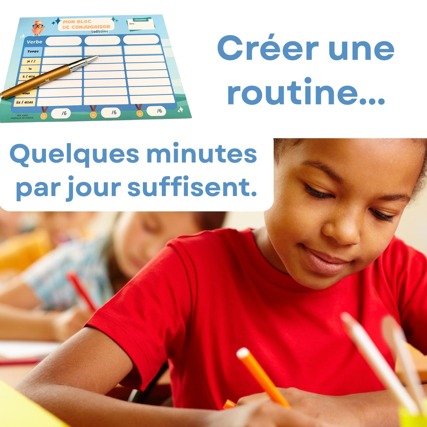 Bloc-notes de conjugaison à remplir 50 pages détachables A5