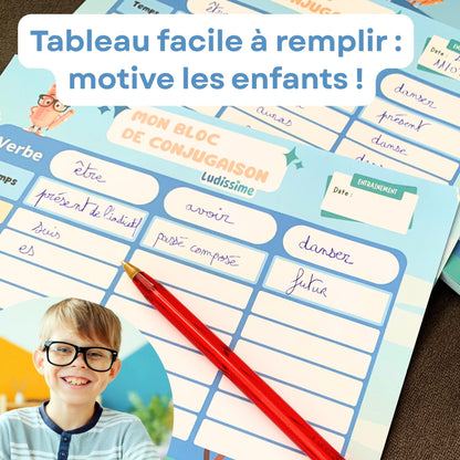 Bloc-notes de conjugaison à remplir 50 pages détachables A5