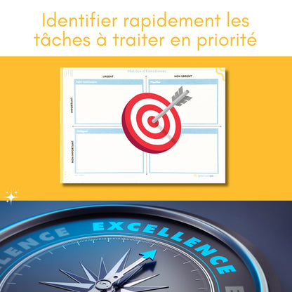 Matrice Eisenhower Bloc notes - gestion des priorités - Organisatoo
